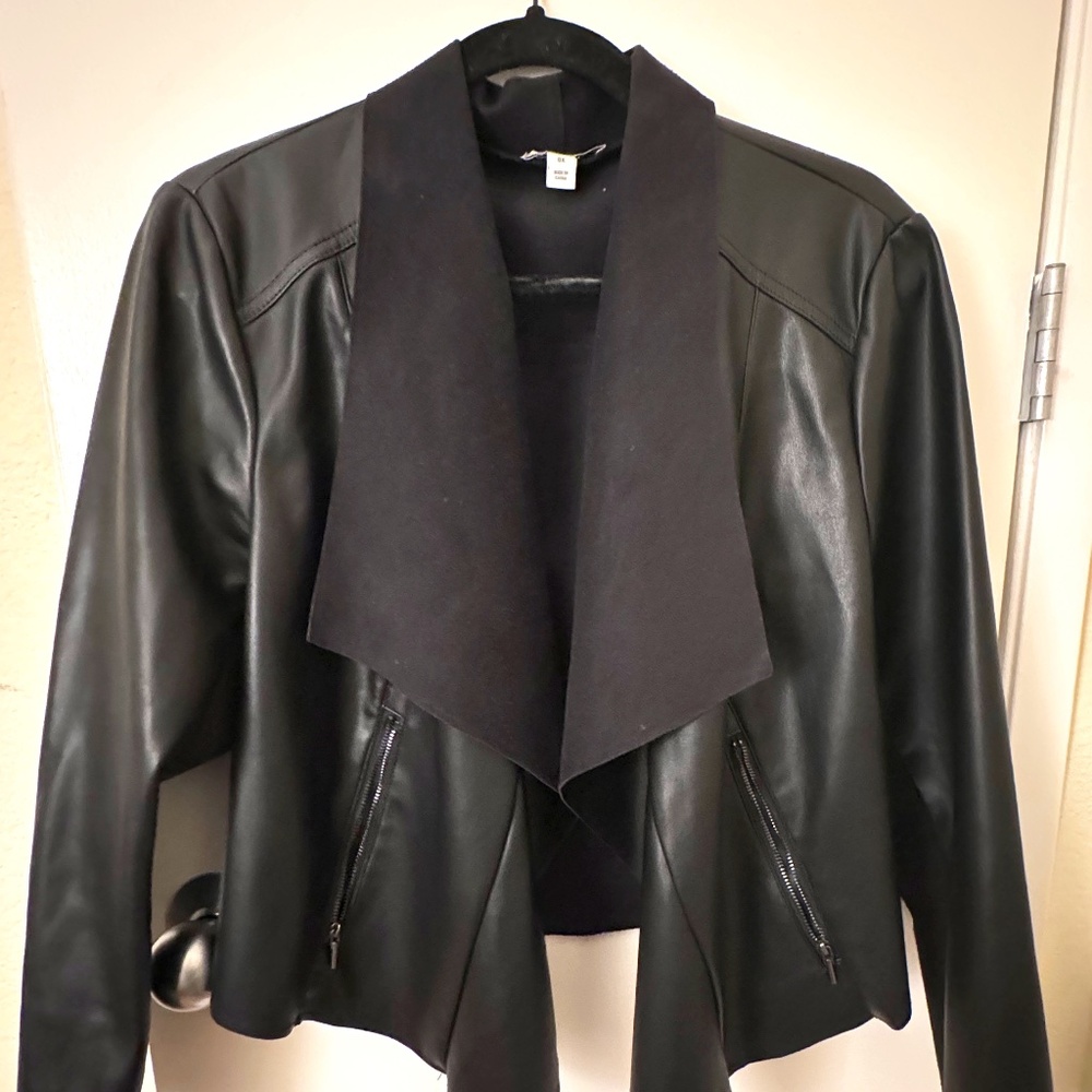Faux Leather Flyaway Jacket